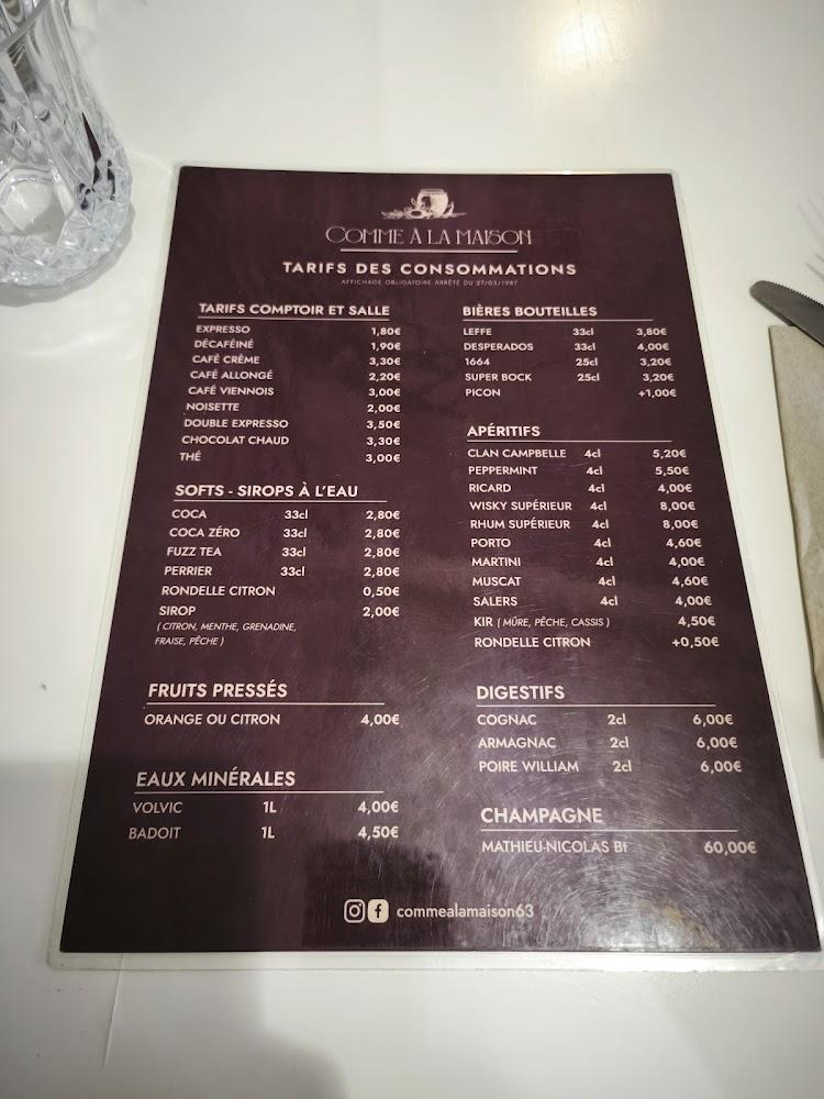 Comme à la Maison - Menu Image 1